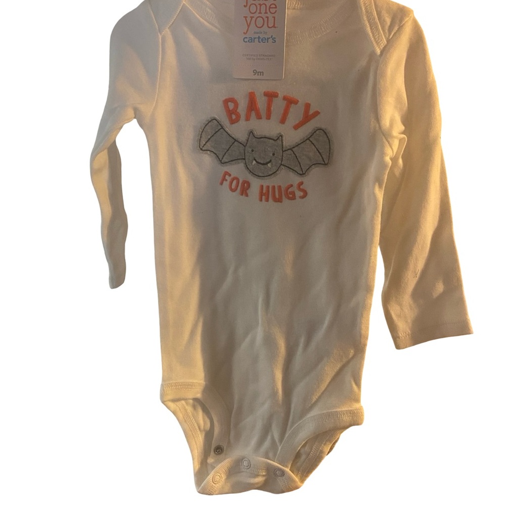 Carter's White and Orange Batty for Hugs Bodysuit with bat print bottoms